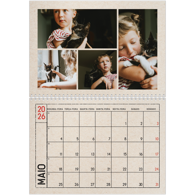 Calendário A4 duplo — Efeito de carimbo de artesanato [capa]