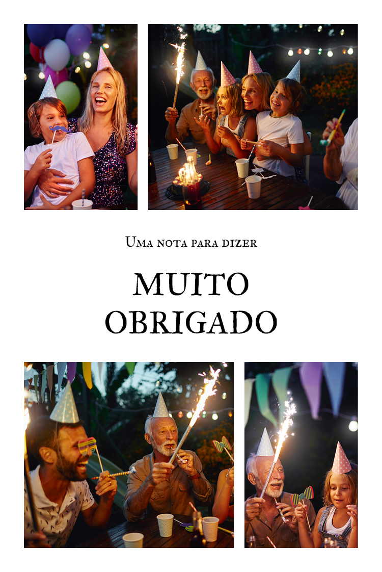 Cartões de agradecimento — Vamos festejar!