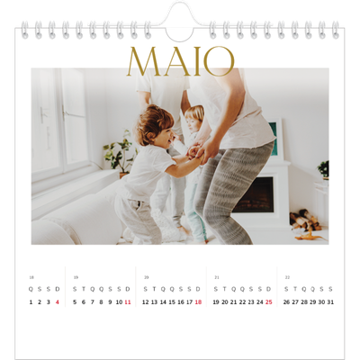 Calendário quadrado — Texto dourado grande [capa]