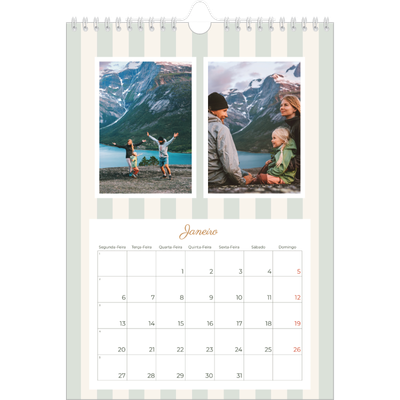 Calendário fotográfico A4 — Escrita e riscas [Janeiro]
