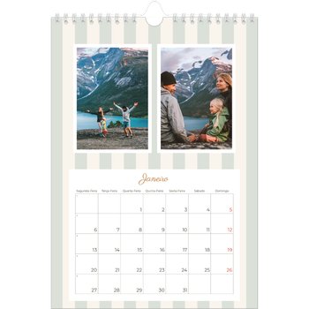 Calendário fotográfico A4 — Escrita e riscas