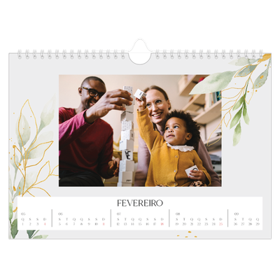 Calendário A4 horizontal — Salpicos florais [Fevereiro]