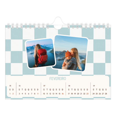 Calendário A5 horizontal — Padrões retro [Fevereiro]