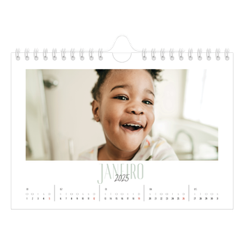 Calendário de Fotografias A5 Paisagem — Tipografia mista