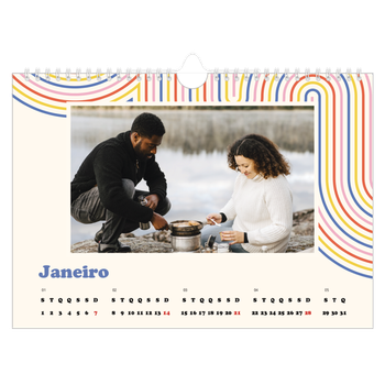 Calendário de Fotografias A4 Paisagem — Linhas retro