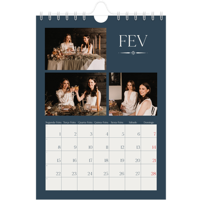 Calendário A5 — Ardósia e serifas [Fevereiro]