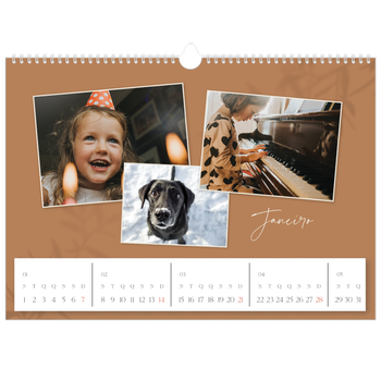 Calendário fotográfico horizontal A3 — Com os pés no chão