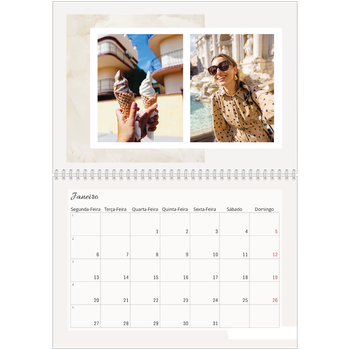 Calendário fotográfico duplo A4 — Tons mudos