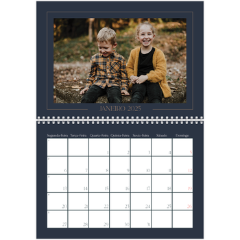 Calendário fotográfico duplo A4 — Azul da Prússia