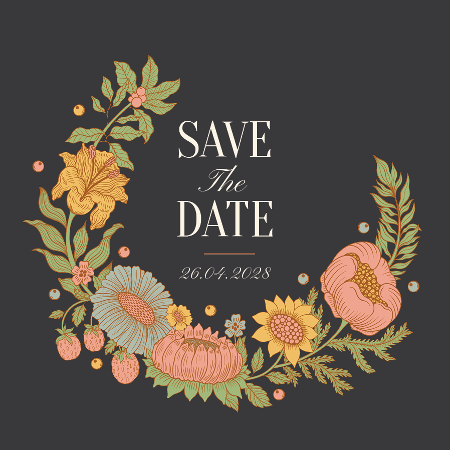 Save the date — Videira e flor
