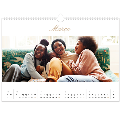 Calendário A3 Horizontal — Caixas de tiras fotográficas [Março]