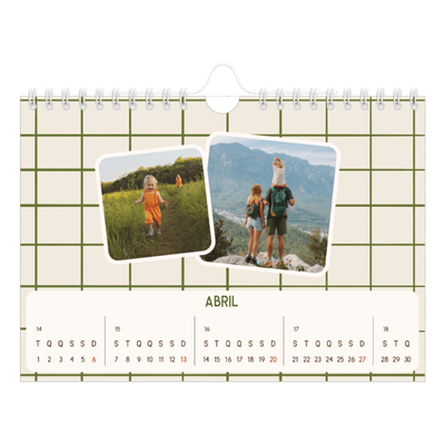 Calendário A5 horizontal — Padrões retro [Abril]