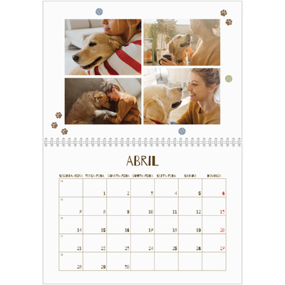 Calendário A4 duplo — Cãozinho brincalhão [Abril]