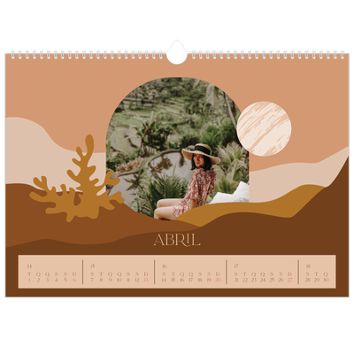 Calendário A3 Horizontal — Montanhas neutras [Abril]