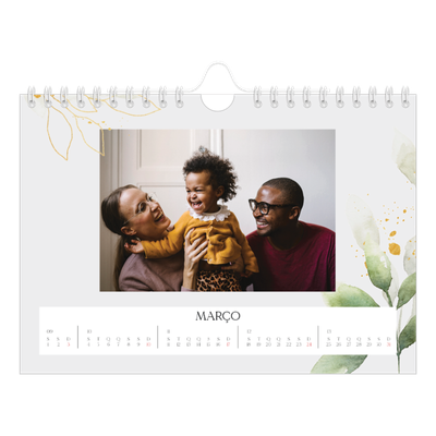 Calendário A5 horizontal — Salpicos florais [Março]