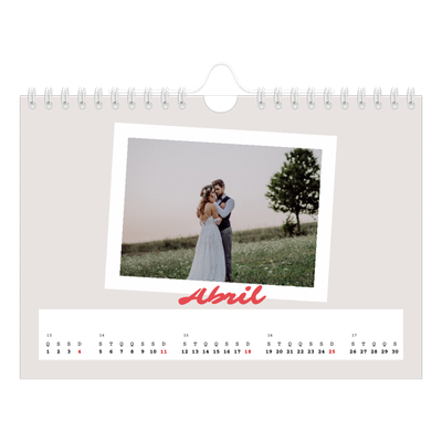 Calendário A5 horizontal — Assinado a carmim [Abril]