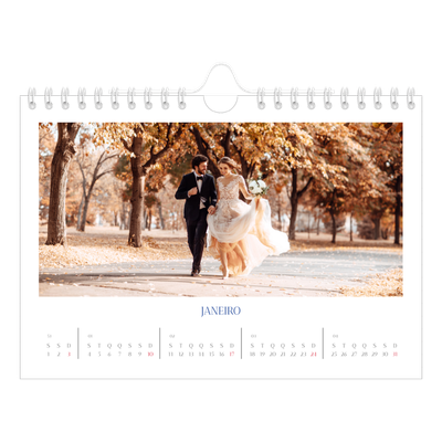 Calendário A5 horizontal — Clássico cobalto [Janeiro]