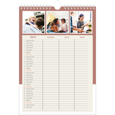 Agenda familiar A4 — Molduras em tons de terra Planner - Família de 3 [Abril]