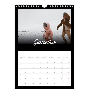 Calendário fotográfico A4 — Preto mínimo