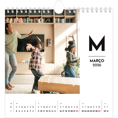 Calendário quadrado — Destaque da letra [Março]