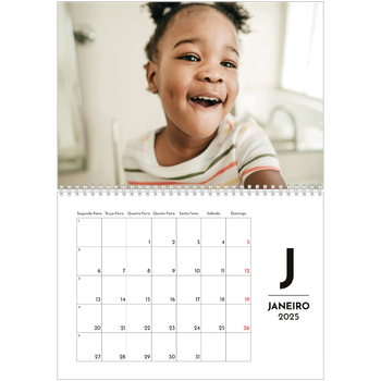 Calendário fotográfico duplo A4 — Destaque da letra
