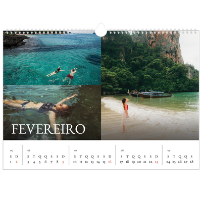 Calendário A3 Horizontal — Serifa simples [Fevereiro]