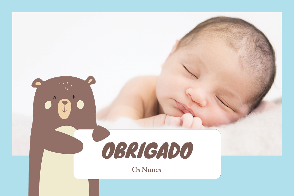 Cartões de agradecimento — Urso bebé - azul