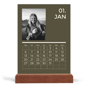 Calendário de mesa com suporte em madeira - vertical — Contemporâneo arrojado