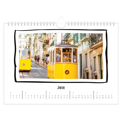 Calendário A4 horizontal — Momentos de álbum de recortes [Janeiro]