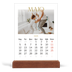 Calendário de mesa com suporte em madeira - vertical  — Texto dourado grande [capa]