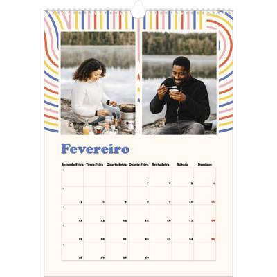 Calendário A3 — Linhas retro [Fevereiro]
