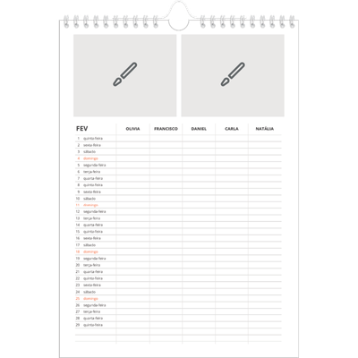 Agenda familiar A4 — Desenhe o seu próprio produto - Família de 5 [Fevereiro]