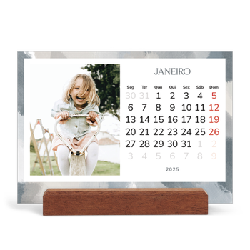 Calendário de mesa com suporte em madeira - horizontal — Efeito de pincel