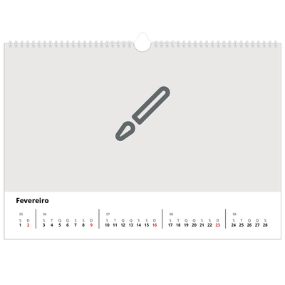 Calendário A3 Horizontal — Desenhe o seu próprio produto [Fevereiro]