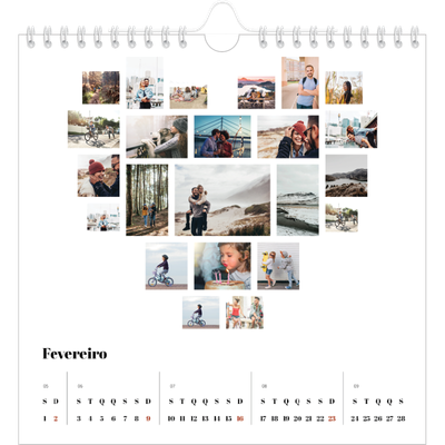 Calendário quadrado — Formas de colagem [Fevereiro]