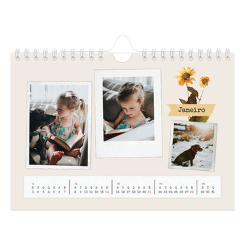 Calendário de Fotografias A5 Paisagem — Álbum de recortes vintage