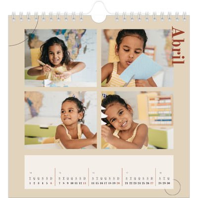 Calendário quadrado — Texto assimétrico [Abril]