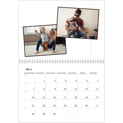 Calendário A4 duplo — Embrulho floral [Abril]