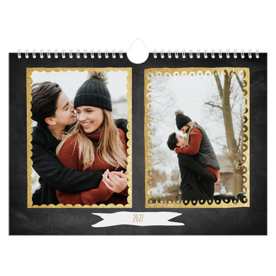 Calendário A4 horizontal — Molduras com purpurinas [capa]