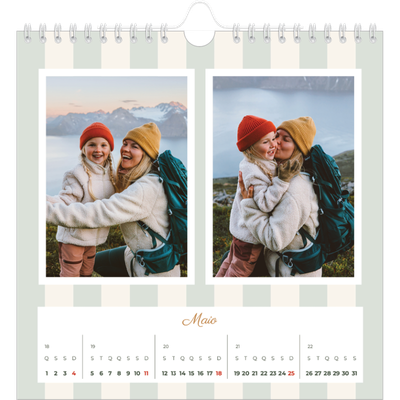 Calendário quadrado — Escrita e riscas [capa]