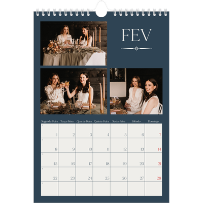 Calendário fotográfico A4 — Ardósia e serifas [Fevereiro]
