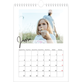 Calendário fotográfico A4 — Moldura transparente