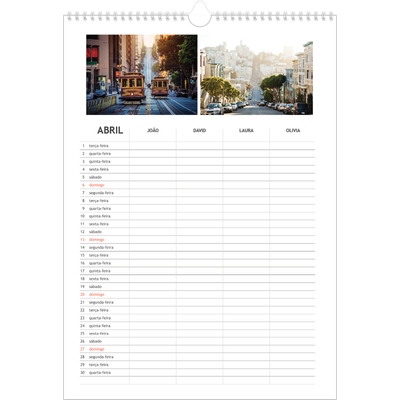 Agenda familiar A3 — Planeador simples - Familia de 4 [Abril]