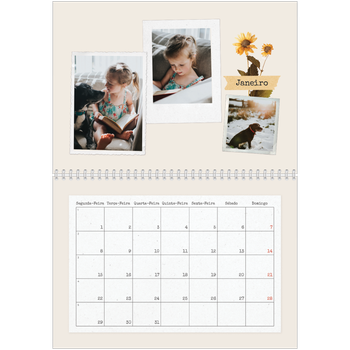 Calendário fotográfico duplo A4 — Álbum de recortes vintage