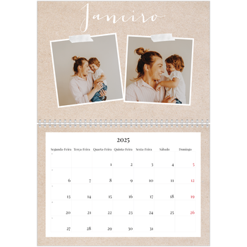 Calendário fotográfico duplo A4 — Calendário de livros de recortes