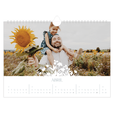 Calendário A4 horizontal — Motivo floral [Abril]