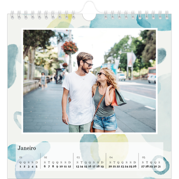Calendário fotográfico quadrado — Manchas de aquarela