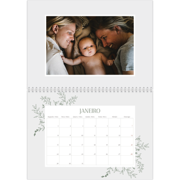 Calendário fotográfico duplo A4 — Flores desenhadas à mão
