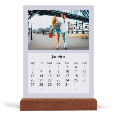 Calendário de mesa com suporte em madeira - vertical  — Colorir o meu mundo [Janeiro]