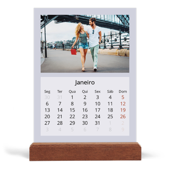 Calendário de mesa com suporte em madeira - vertical — Colorir o meu mundo
